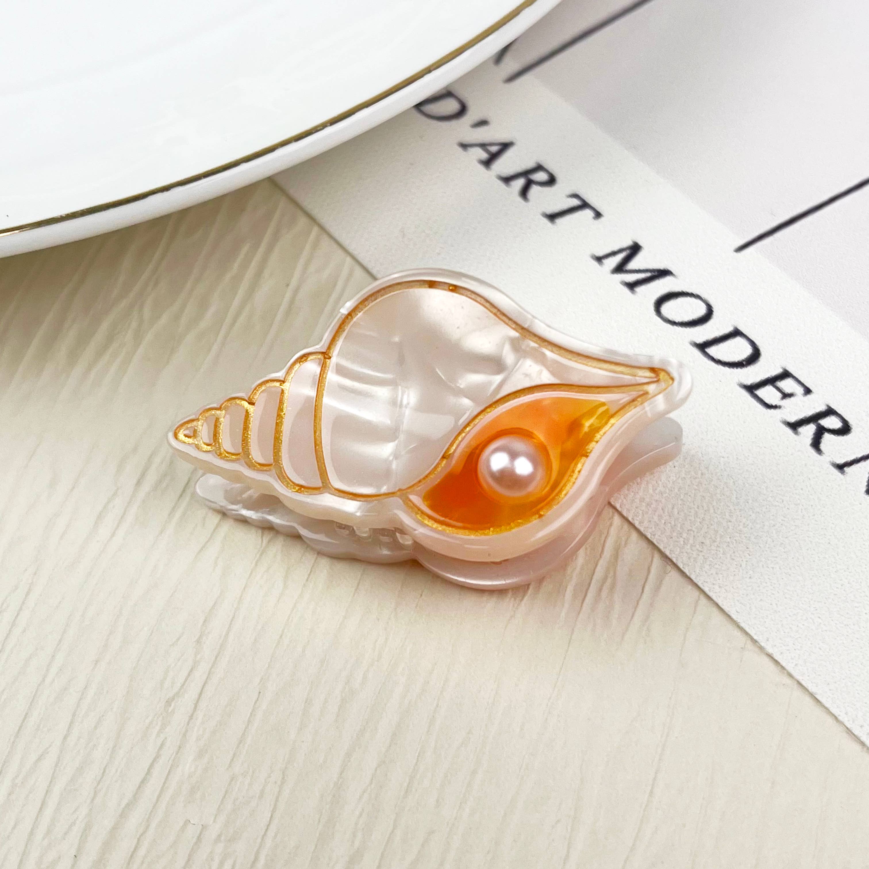 Acetate mini marine life hair clip crab conch claw clip