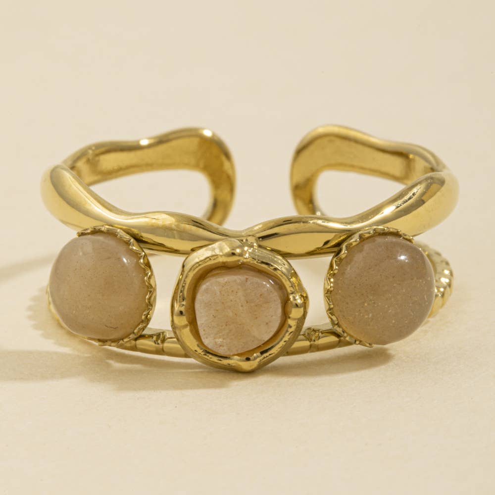 Triple Round Stone Split Band Ring