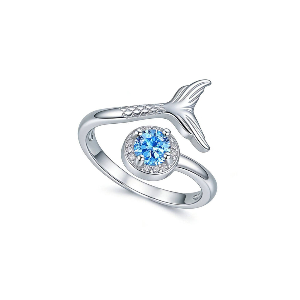 Dainty CZ Mermaid Tail Adjsutable Ring in Solid Copper