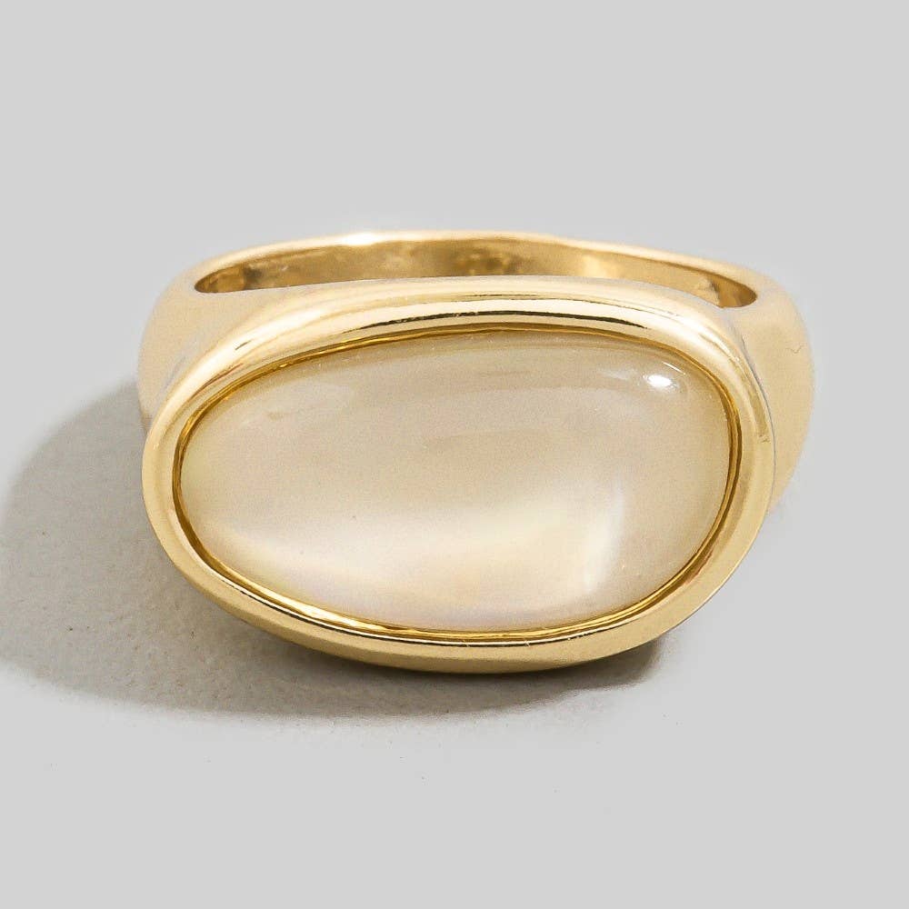 Oval Natural Stone Signet Ring