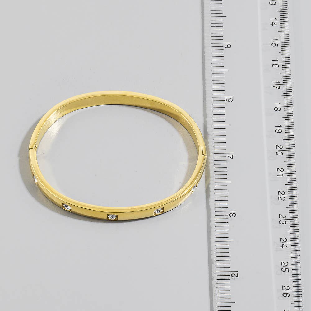 Gold Dipped Cz Station Bangle Bracelet