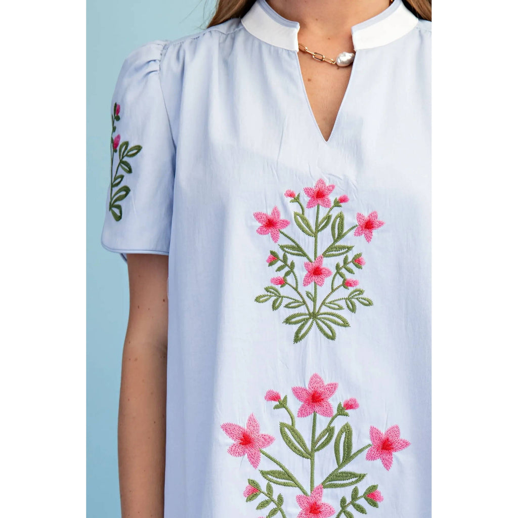 NEW Floral Embroidered V-Neck Dress