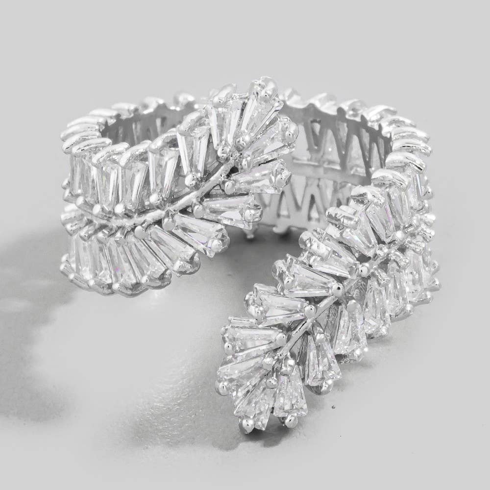 Cz Leaf Vine Open Ring