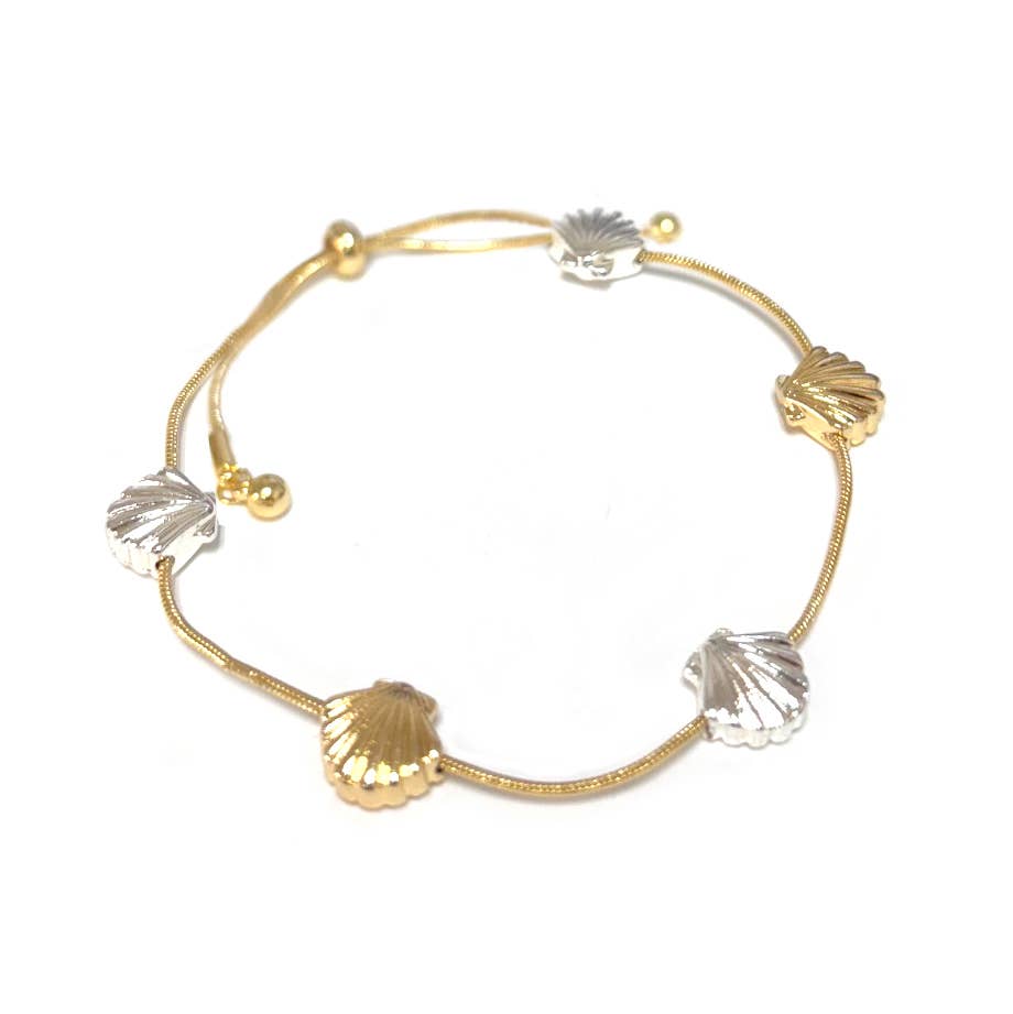 Sea Shell Charm Statement Cobra Chain Pull Tie Bracelet