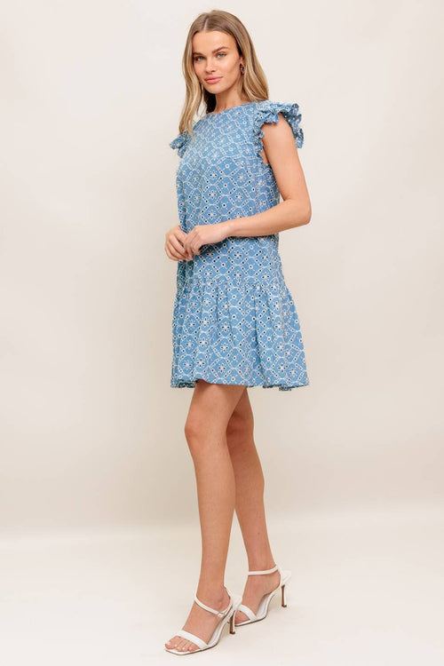 A woven eyelet babydoll dress - ID22788