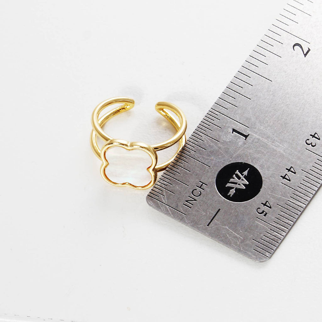Gold-Dipped Clover Adjustable Ring