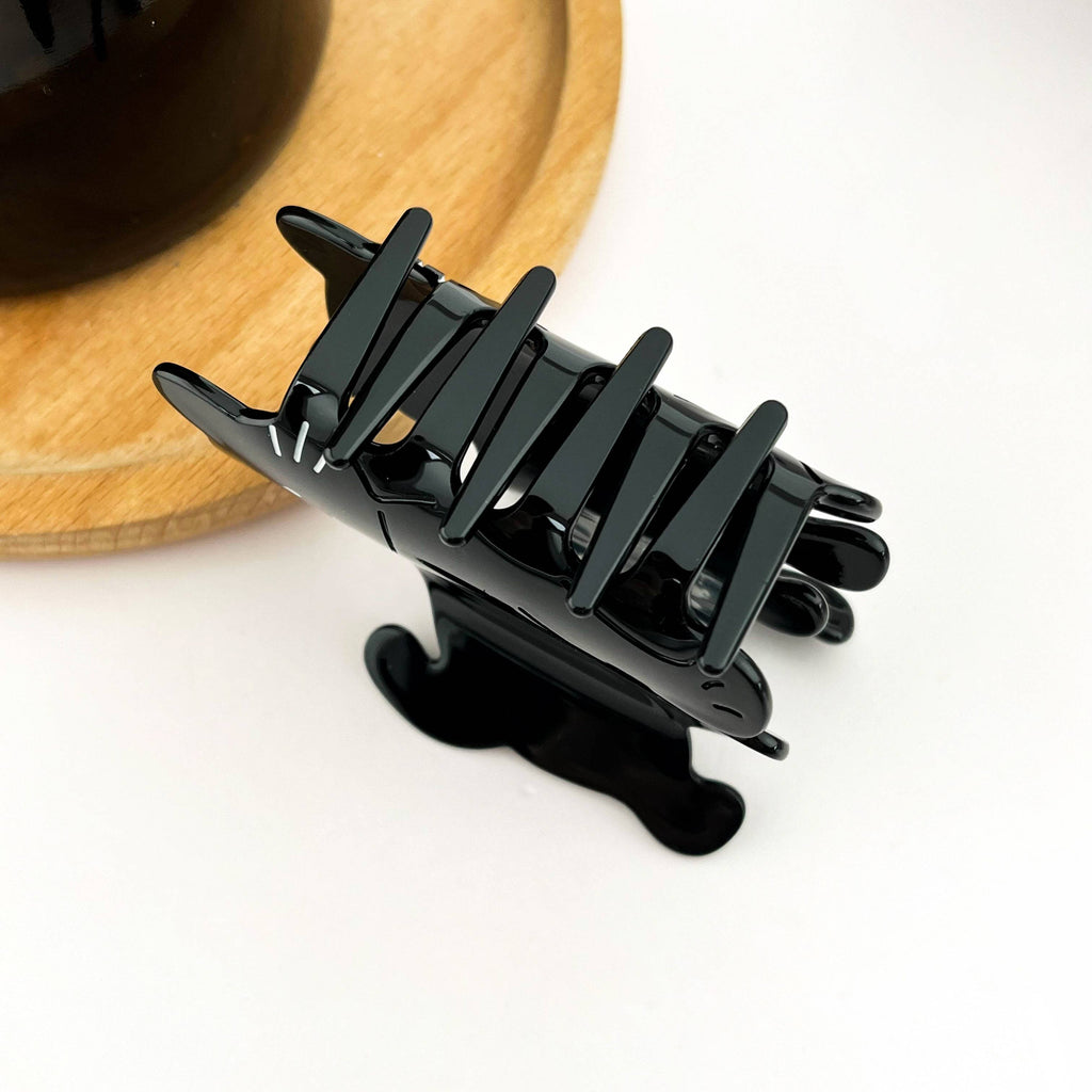 Black Standing Cat Hair Claw Clip, Cute Animal Hair Clips
