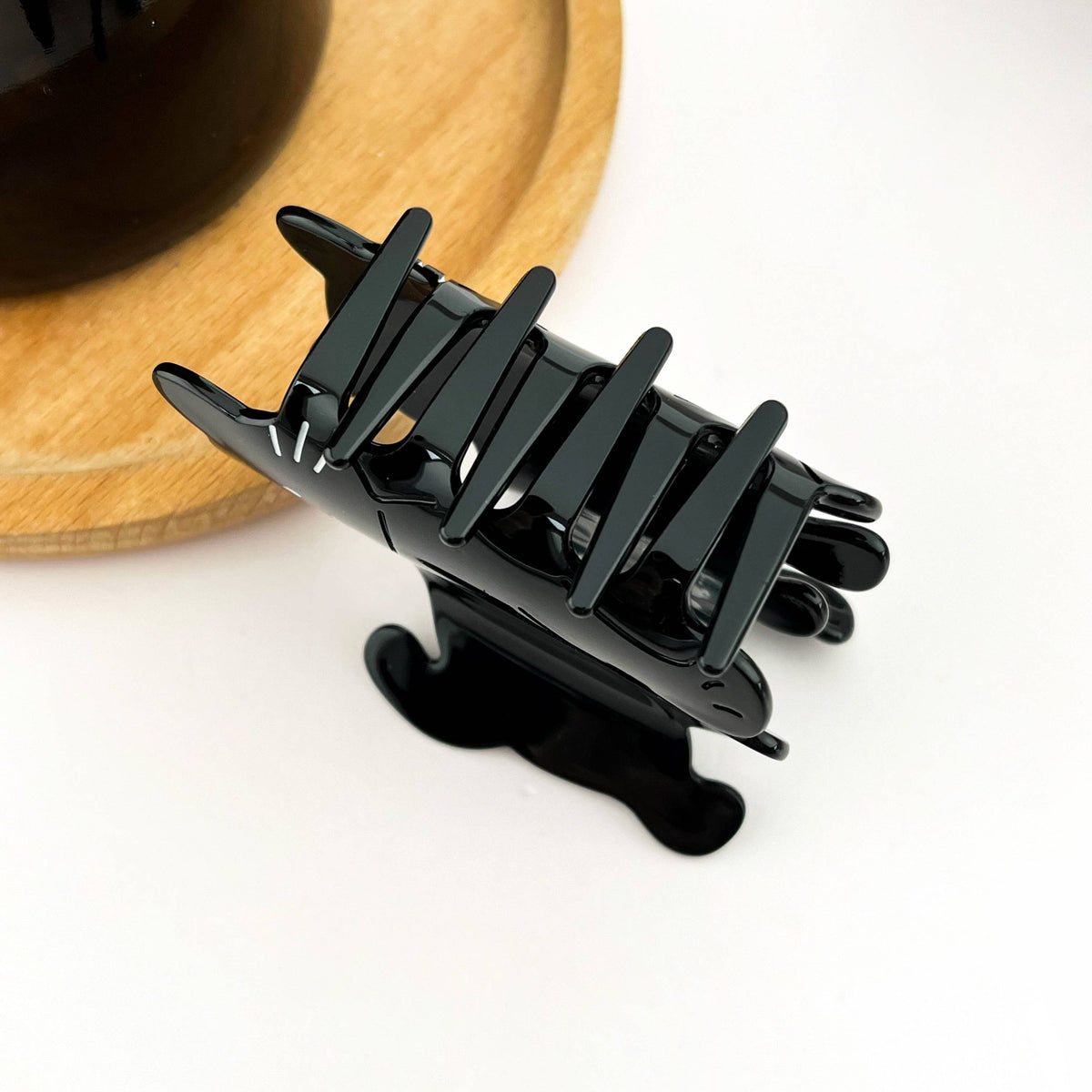 Black Standing Cat Hair Claw Clip, Cute Animal Hair Clips