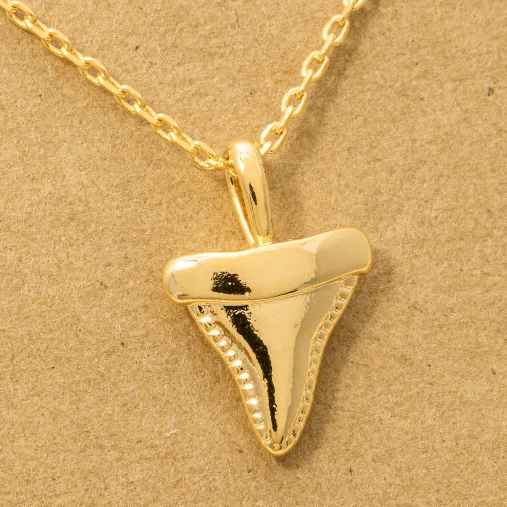 Gold Dipped Shark Tooth Pendant Necklace
