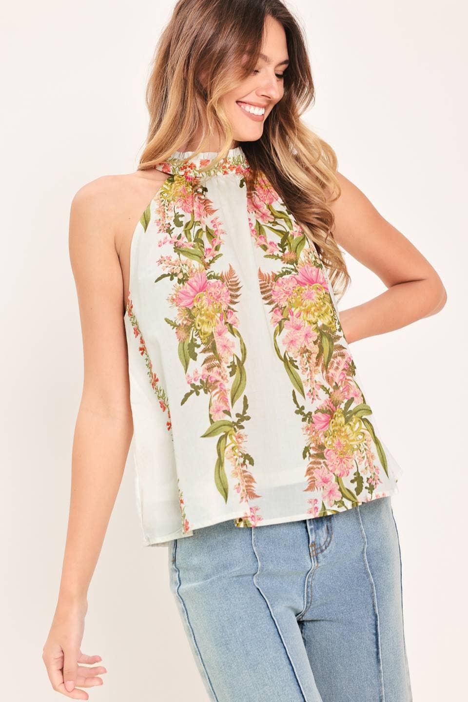 A printed woven halter top - IT14184