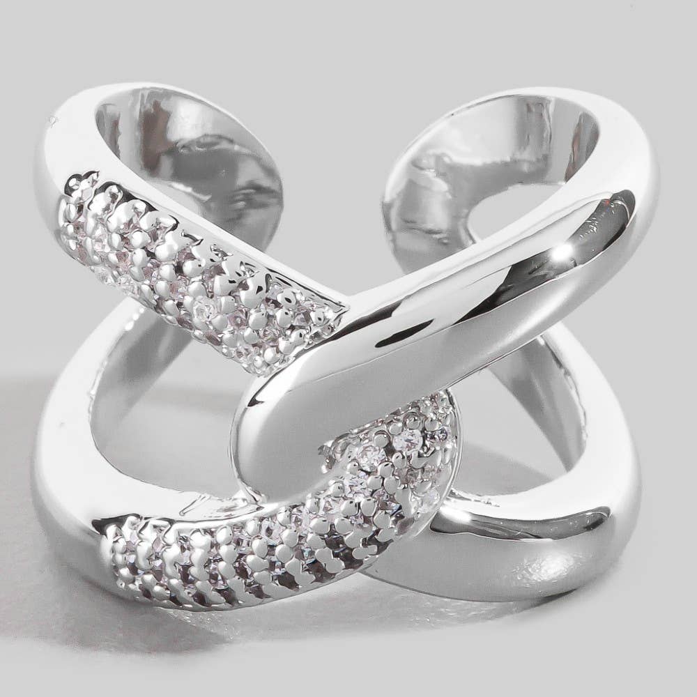 Pave Metallic Loop Link Ring