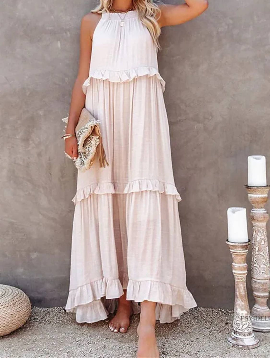 Ruffled Sleeveless Maxi Dress