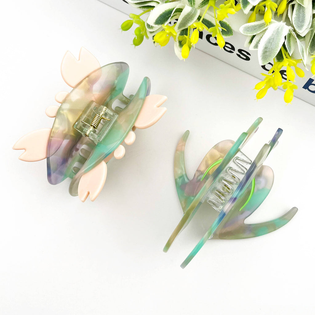 Ocean-Inspired Acetate Claw Clip, Crab & Fish Hair Clip