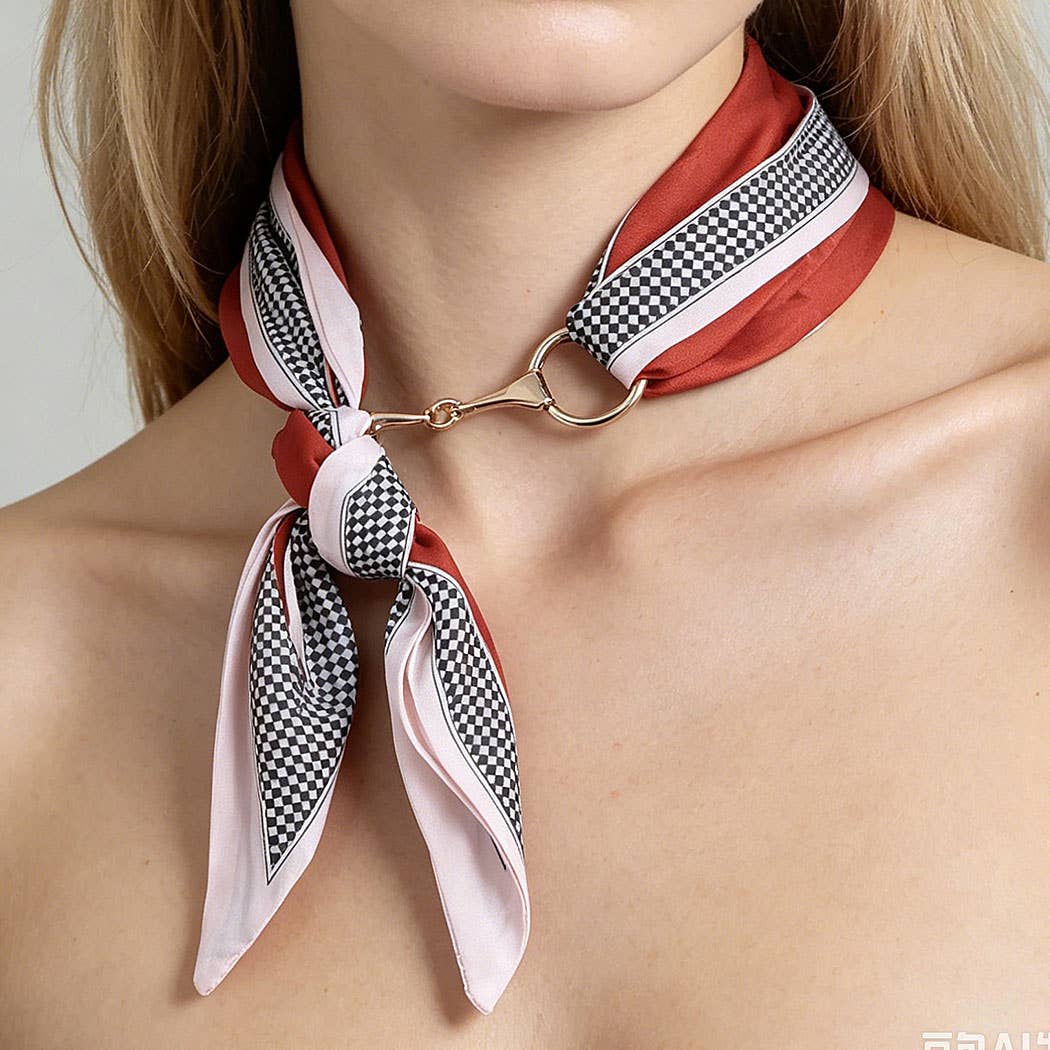 Luxury Checker Toggle Scarf Necklace