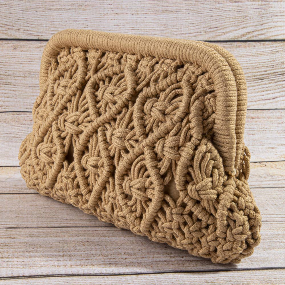 Macrame Diamond Weave Clutch Bag