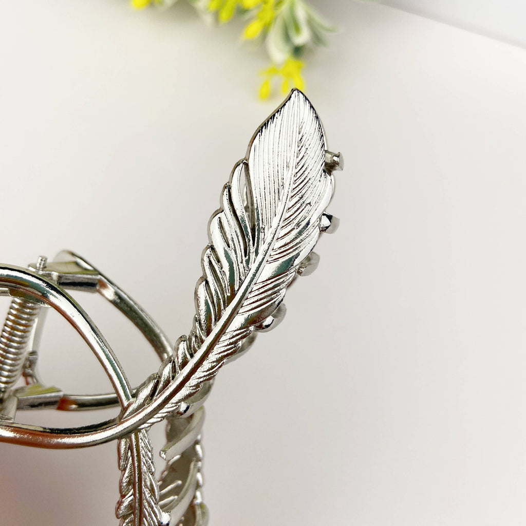 Metal Feather Cross Hair Clip