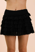 NS50190-Ruffle Layered Lace Mini Skirt W/ Inner Shorts