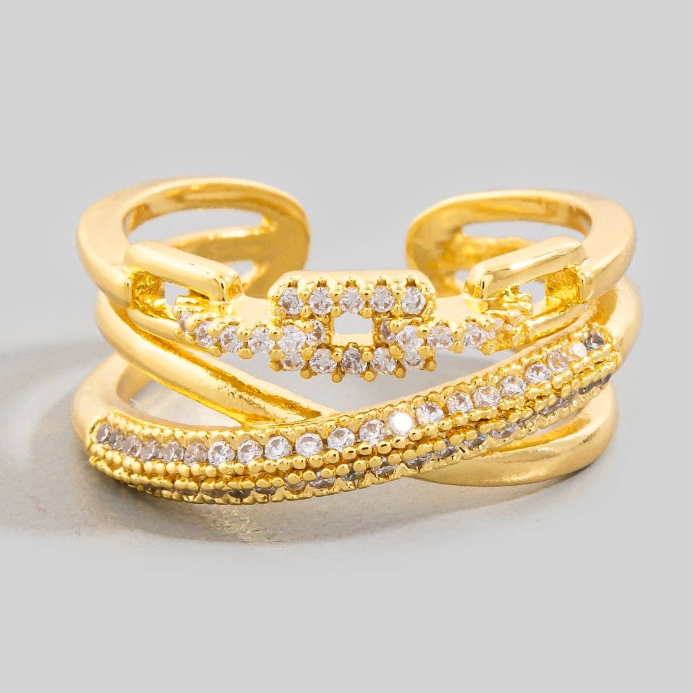 Three Row Twist Cz Ring