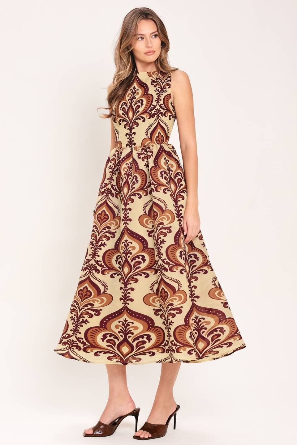 A printed woven midi dress - ID24087