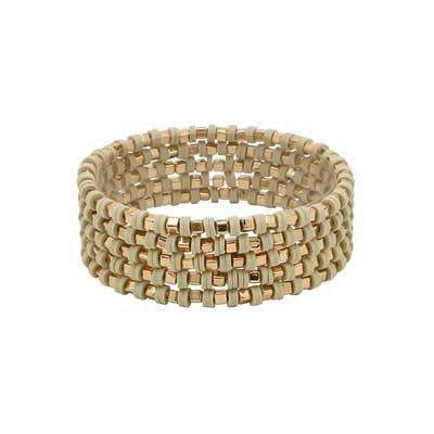 Natural Rubber and Squared Gold Set of 5 Bracelet