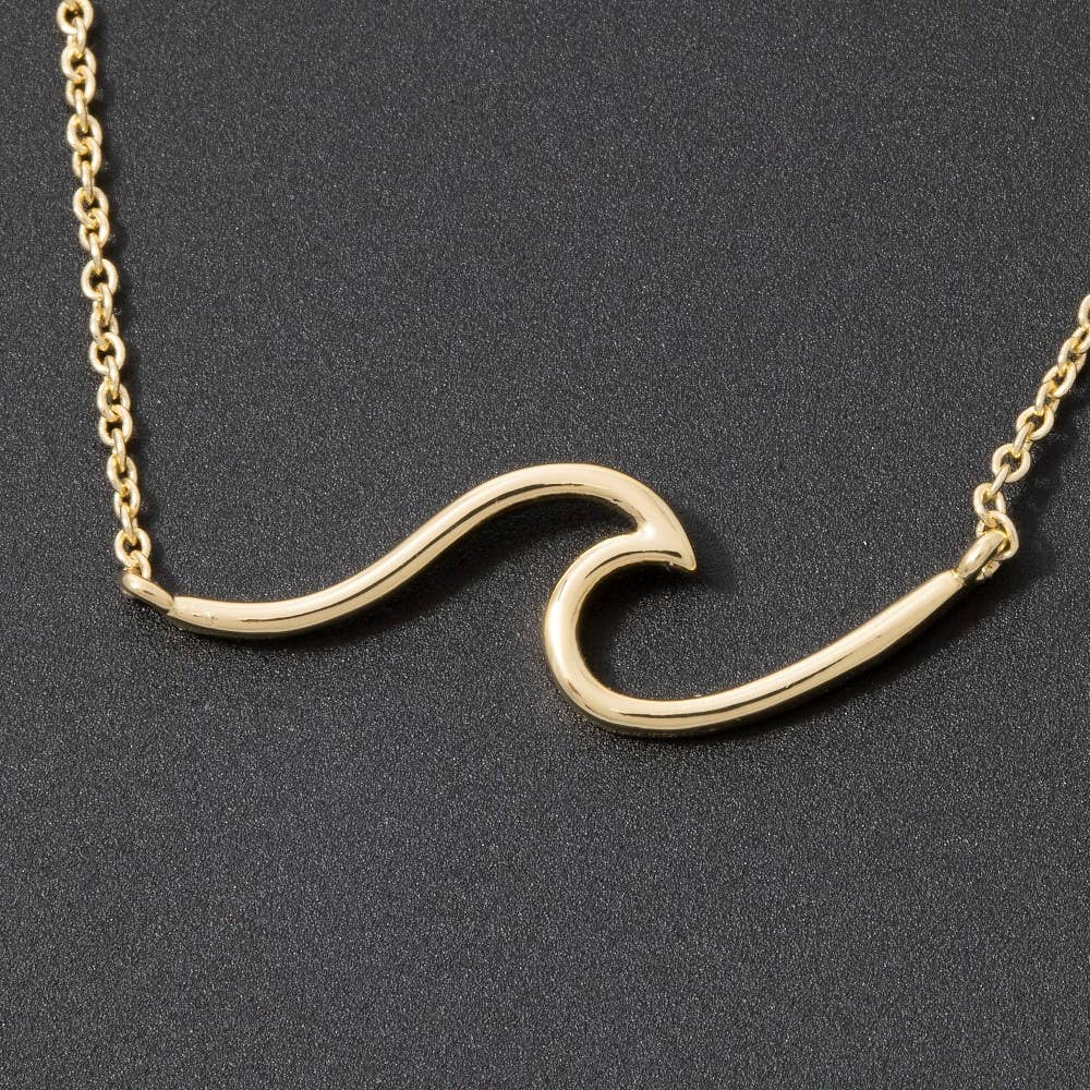 Dainty Wave Pendant Necklace