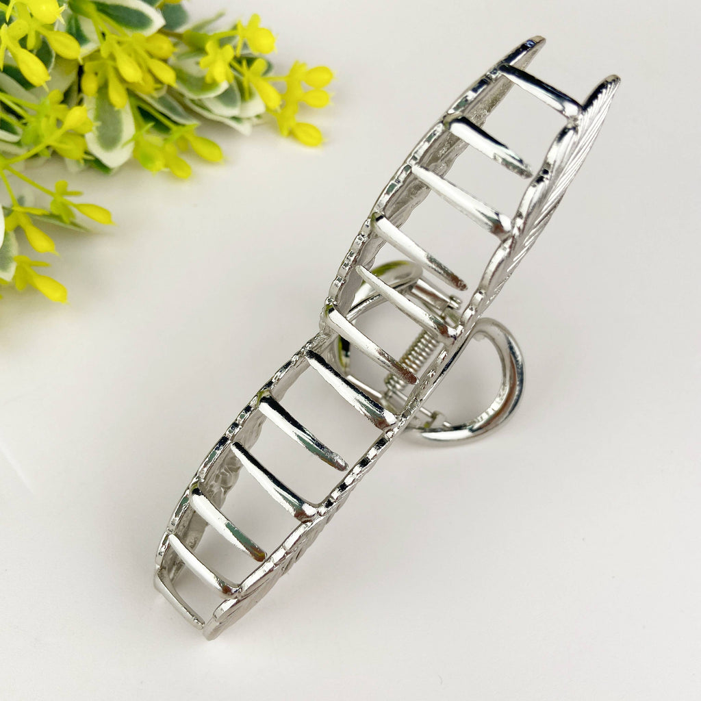 Metal Feather Cross Hair Clip