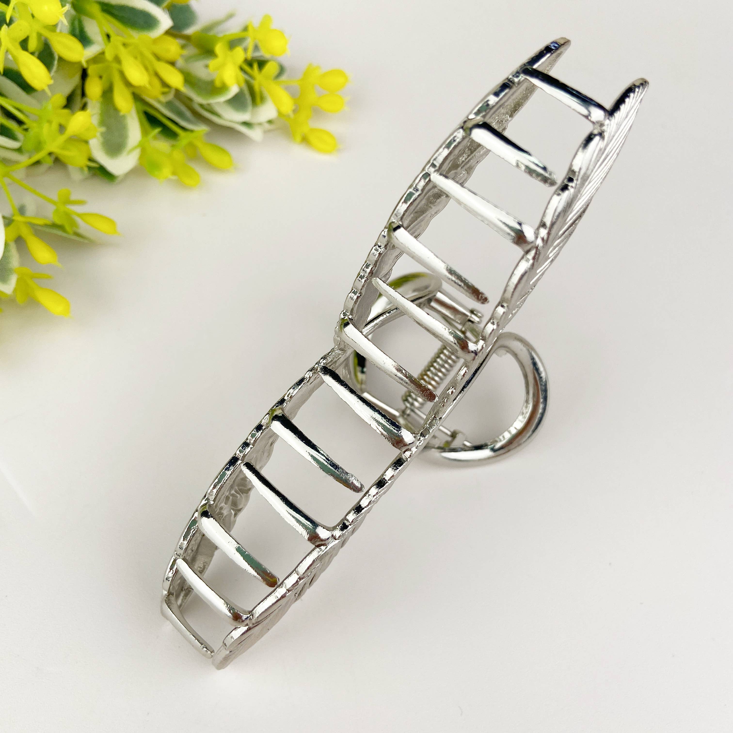 Metal Feather Cross Hair Clip