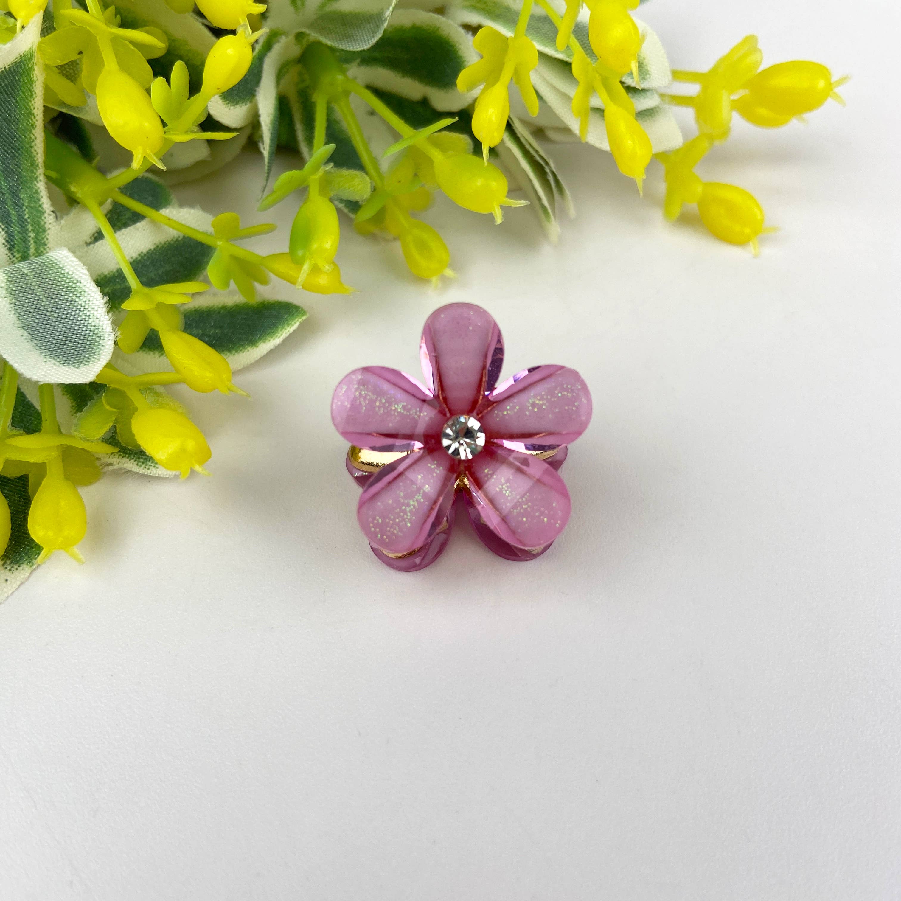 Metal flower small hair clips pearl rhinestone clip