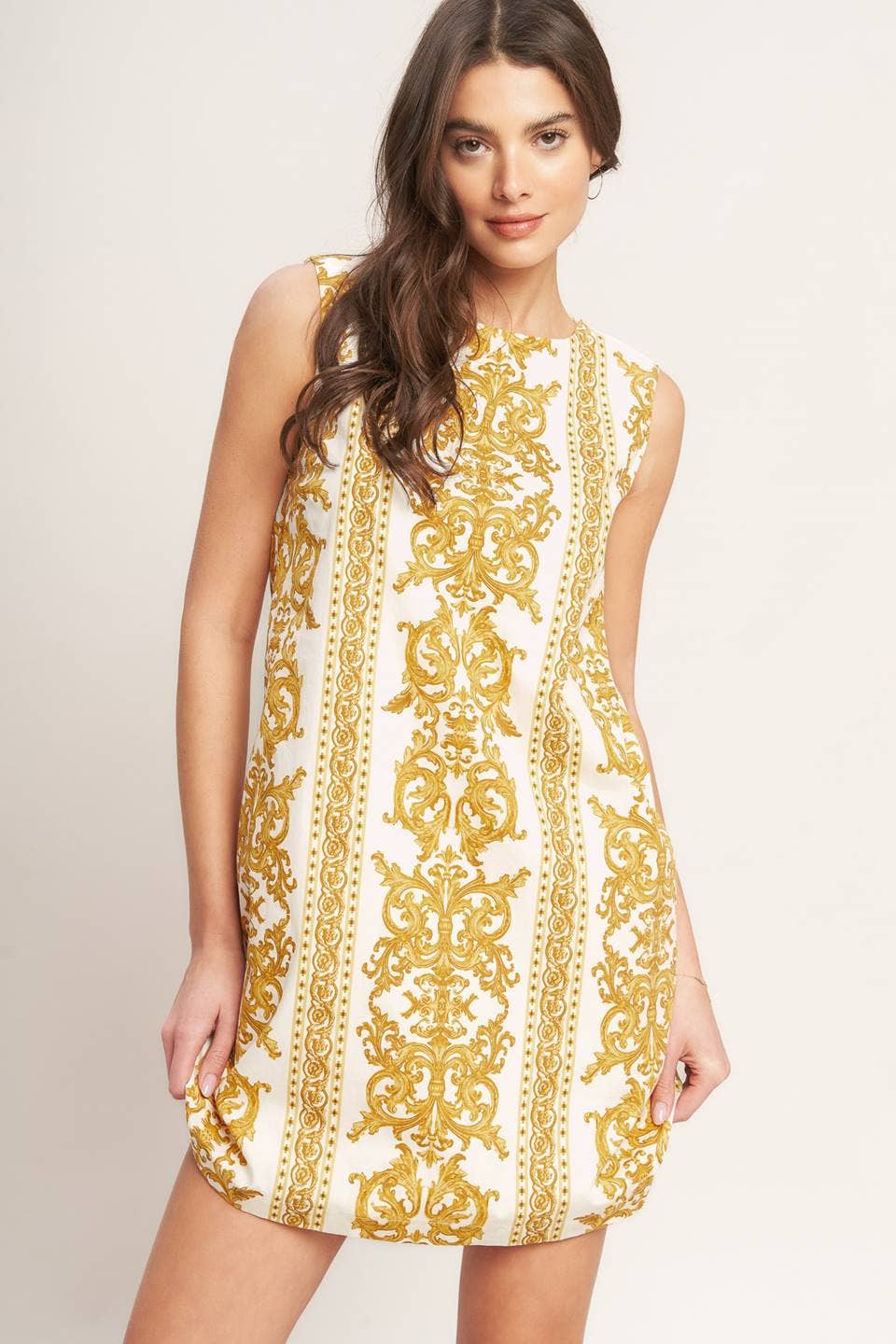 A printed woven mini shift dress - ID23295