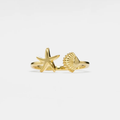 Seashell Starfish Ocean Beach Ring in 925 Sterling Silver