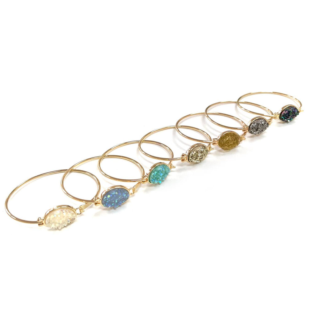 Synthetic Druzy Cuff Bracelets for Women
