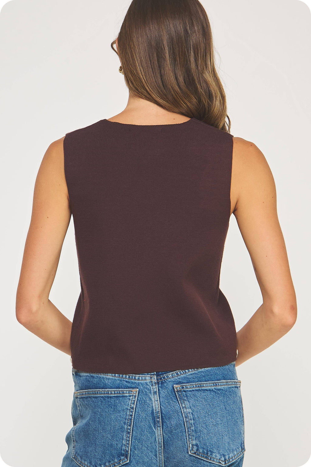 Embroidered Sleeveless Knitted Vest Top