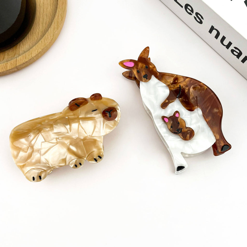 Animal Acetate Hair Claw Clip, Parrot, Capybara, Kangaroo