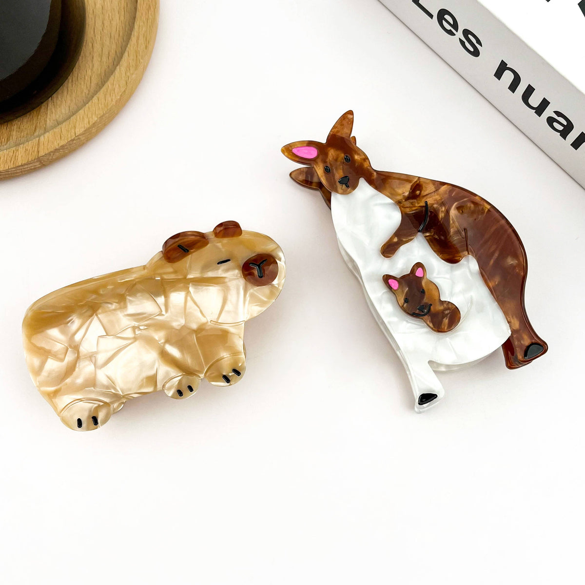 Animal Acetate Hair Claw Clip, Parrot, Capybara, Kangaroo