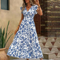FLORAL PRINT DRESS WITH BUTTERFLY SLEEVES HEMMED
