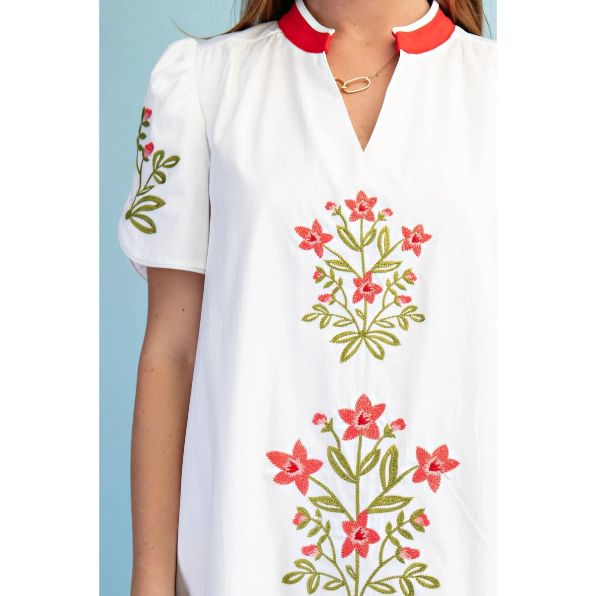 NEW Floral Embroidered V-Neck Dress
