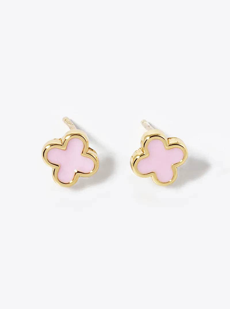 18K Gold Dipped Enamel Quatrefoil Sterling Silver Earrings