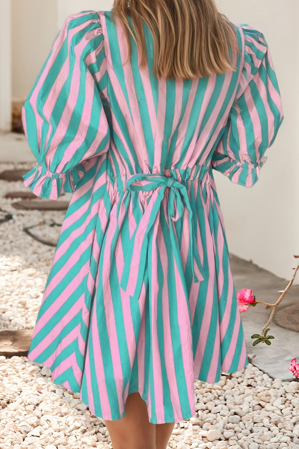 LDC Striped Short Sleeve Pocket Short Dress | S-4X