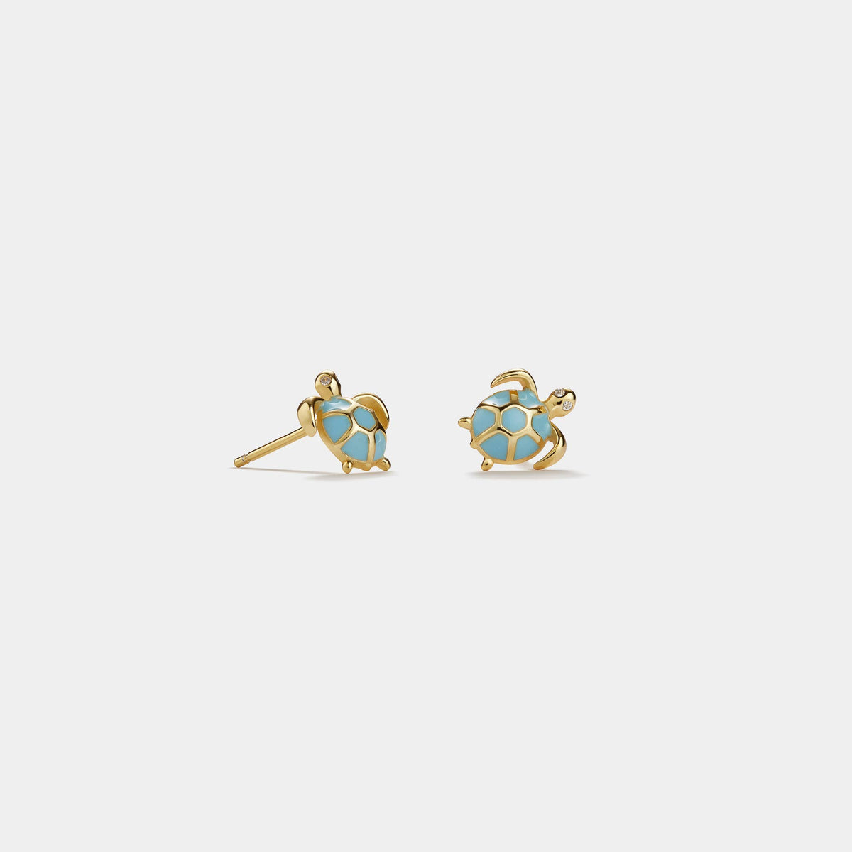 Blue Sea Turtle Beach Stud Earrings in 925 Sterling Silver