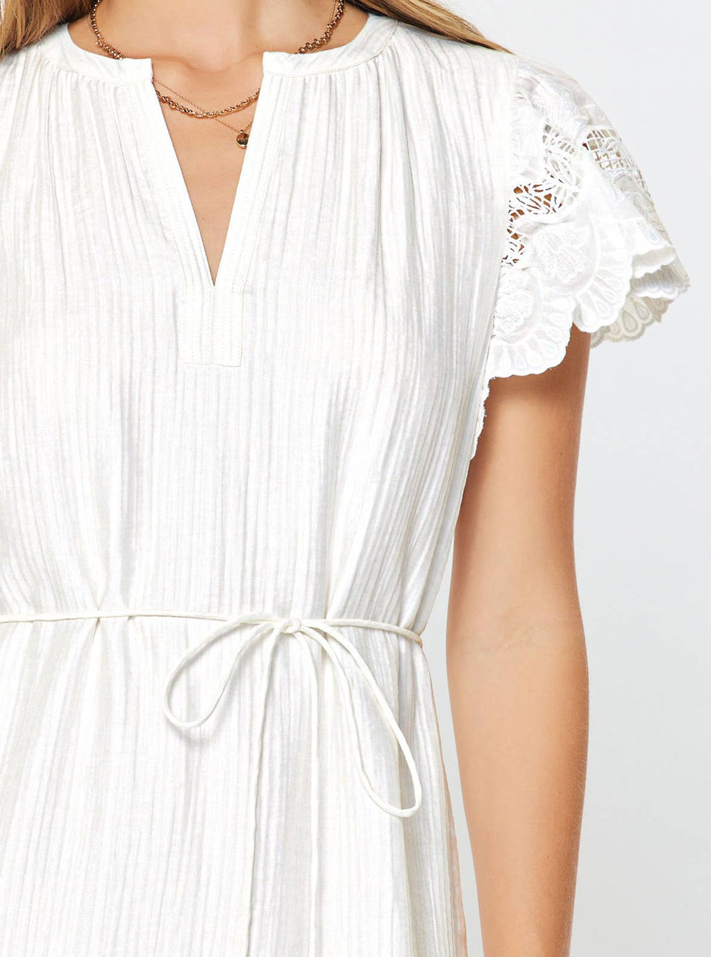 Crinkle Textured Lace Mini Dress