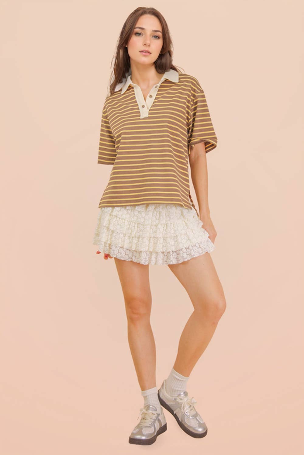 NS50190-Ruffle Layered Lace Mini Skirt W/ Inner Shorts