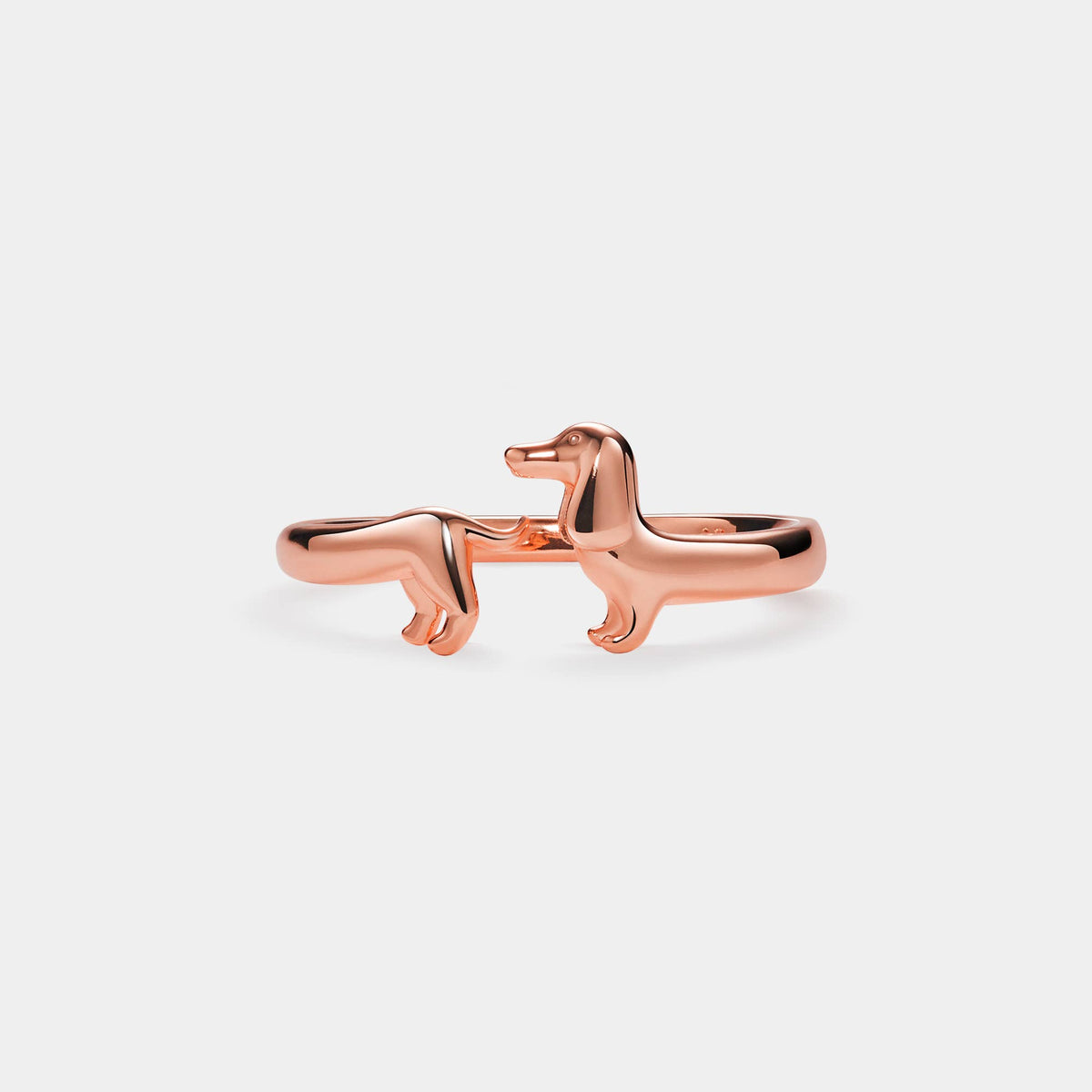 Dachshund Dog Stacking Band Ring in 925 Sterling Silver