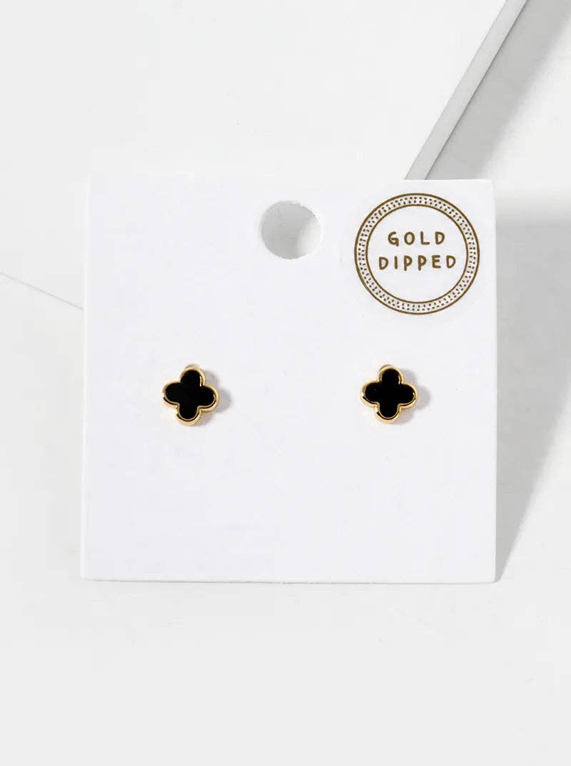 18K Gold Dipped Enamel Quatrefoil Sterling Silver Earrings