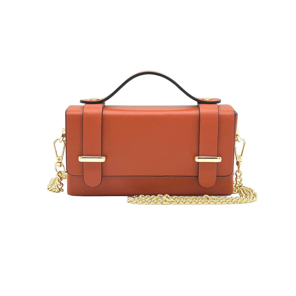 Genuine leather mini clutch bag with chain, Made in Italy, art. 112591New