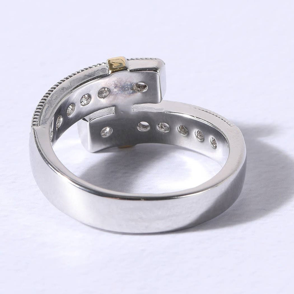 Two-Toned Cross Over Cubic Zirconia Rings
