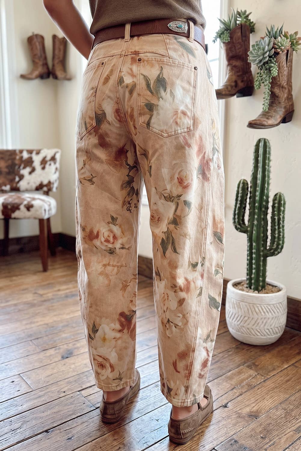 F/W26 Floral Straight Leg Jeans Vintage Ankle Denim Pants