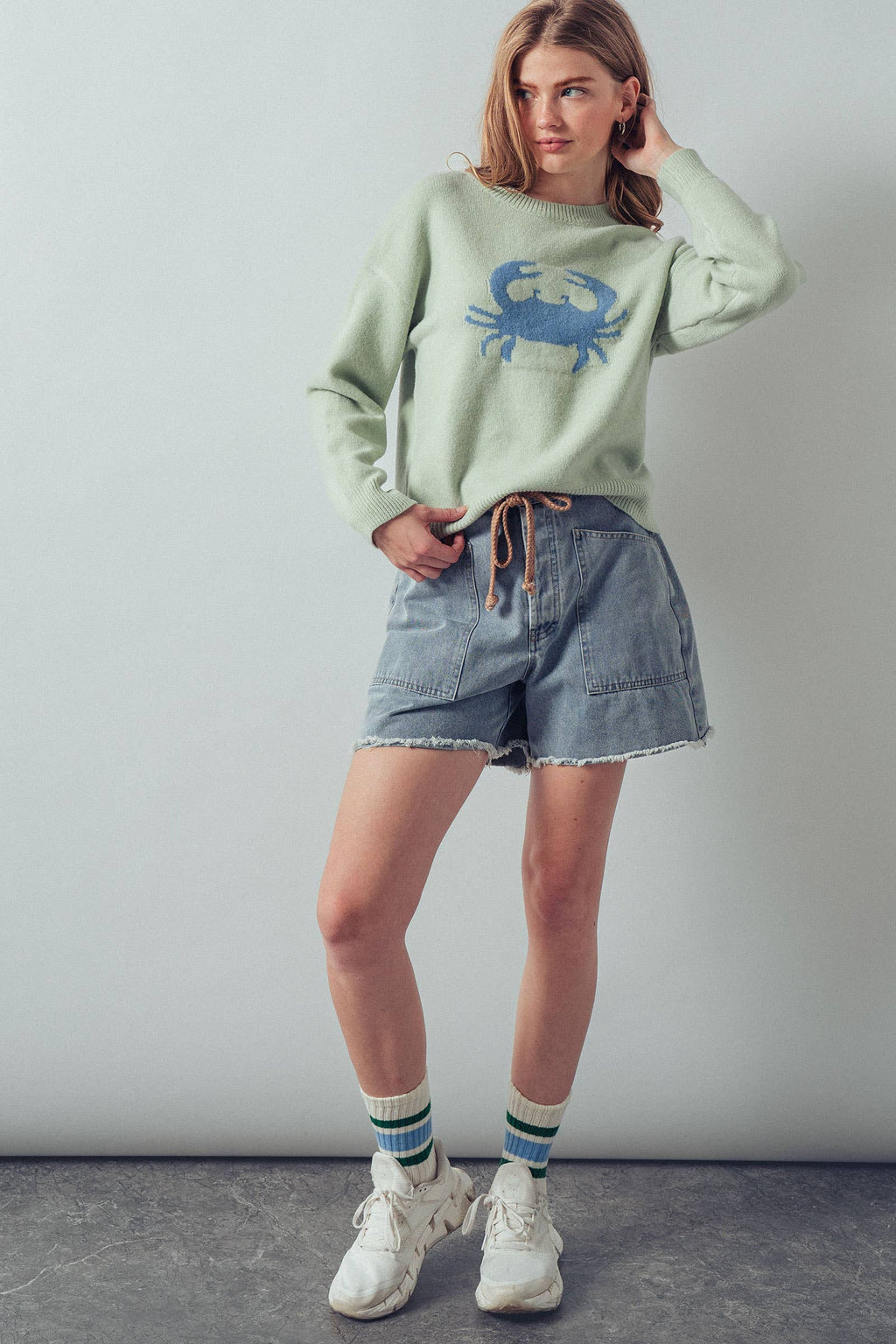 Crab Graphic Relaxed Knit Sweater