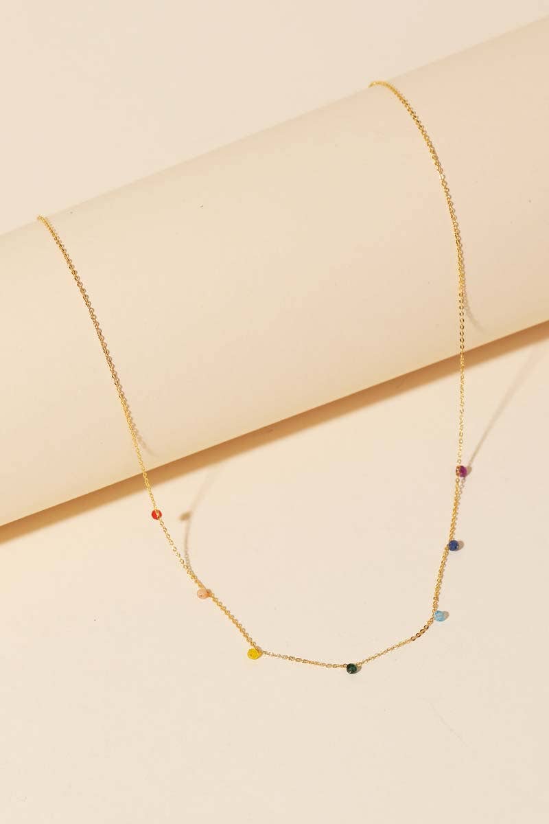 Mini Rainbow Beaded Charm Necklace