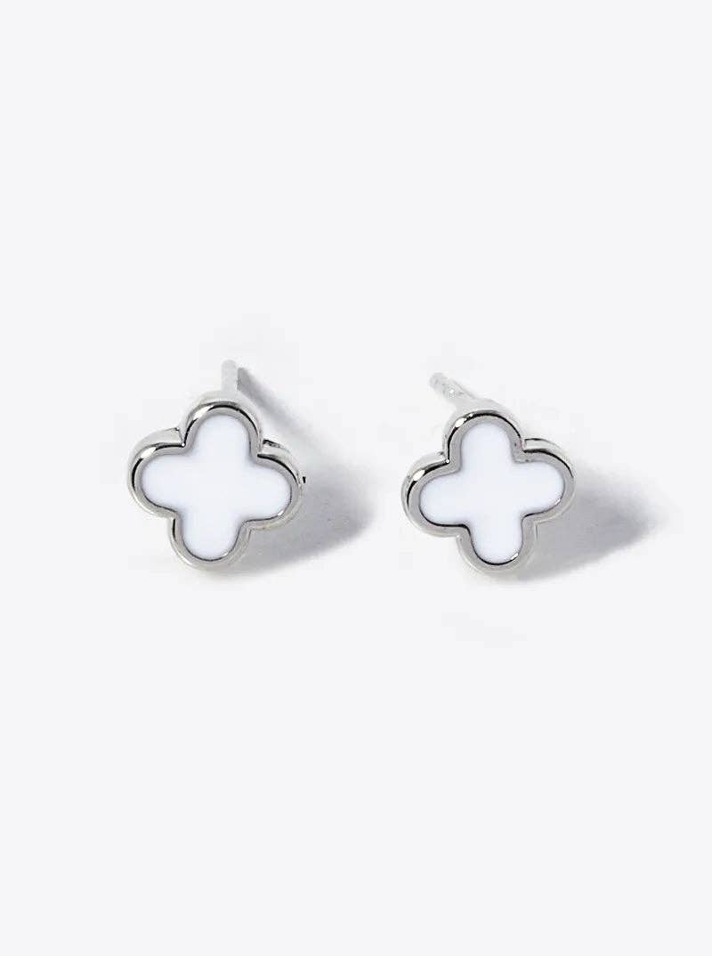 18K Gold Dipped Enamel Quatrefoil Sterling Silver Earrings