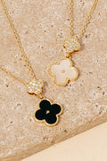 Gold Dipped Cz And Shell Clover Charms Necklace